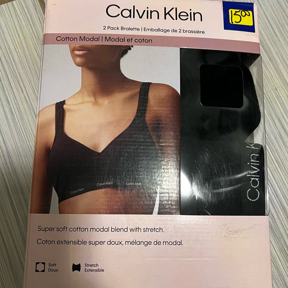 Calvin Klein Black Cotton Modal Bralette Set BNIB
